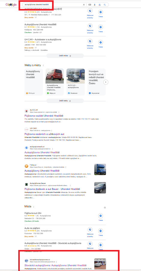 Autopujcovna Uherske Hradiste - web